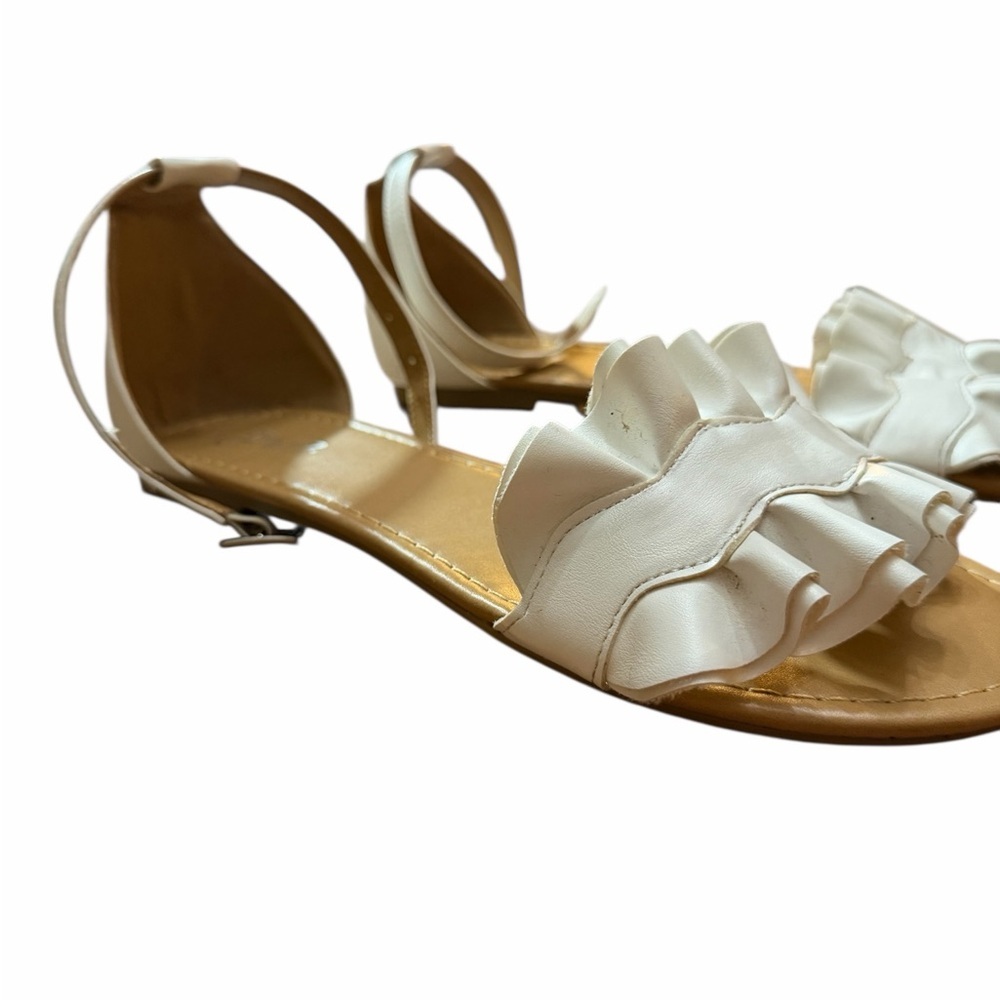 Chic Cream Ruffle Sandals - Picture 2 of 7